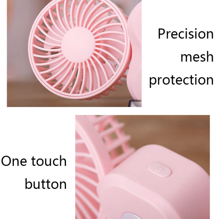 XMQ-FS01 USB Double Head Mini Folding Handheld Portable Fan with Night Light(Pink)