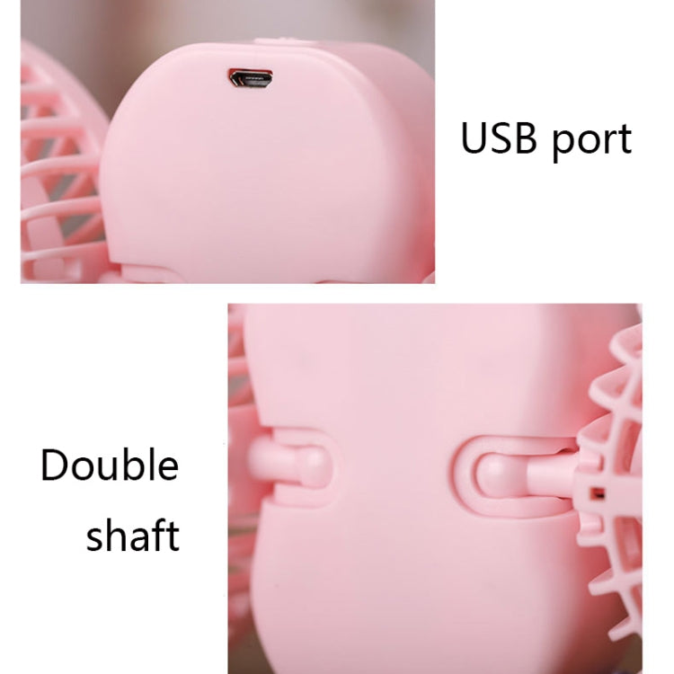 XMQ-FS01 USB Double Head Mini Folding Handheld Portable Fan with Night Light(Pink)