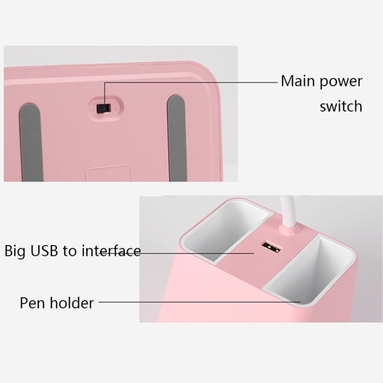 XMQ-TD09 Multi-Function Pen Holder Lamp LED Eye Protection Learning Reading Table Lamp, Colour: Pink