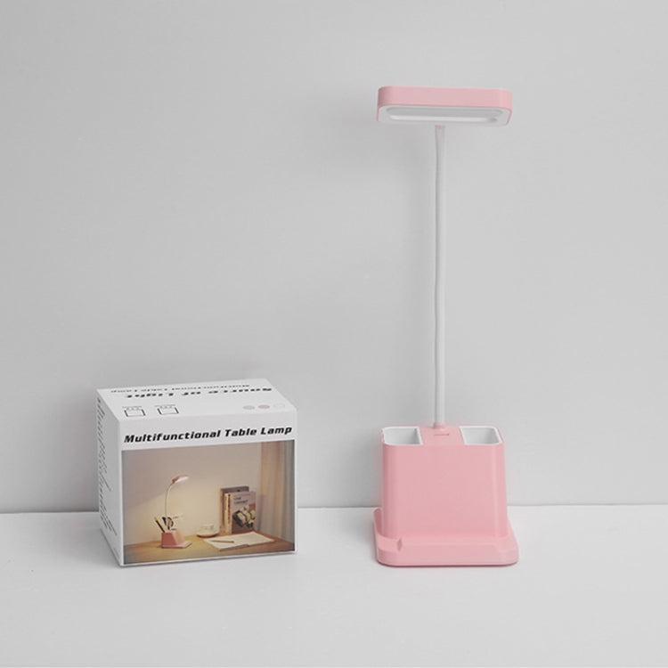 XMQ-TD09 Multi-Function Pen Holder Lamp LED Eye Protection Learning Reading Table Lamp, Colour: Wireless Charging Pink