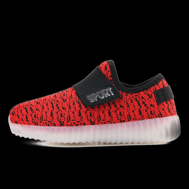Led Light Luminous Shoes Flying Woven Sports And Leisure Shoes For Children, Size: 26