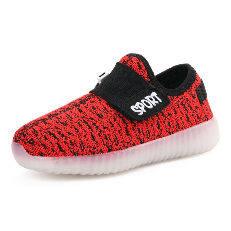 Led Light Luminous Shoes Flying Woven Sports And Leisure Shoes For Children, Size: 26