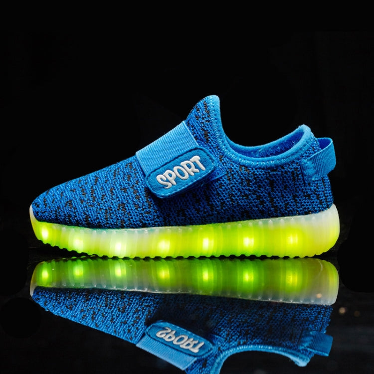 Led Light Luminous Shoes Flying Woven Sports And Leisure Shoes For Children, Size: 26