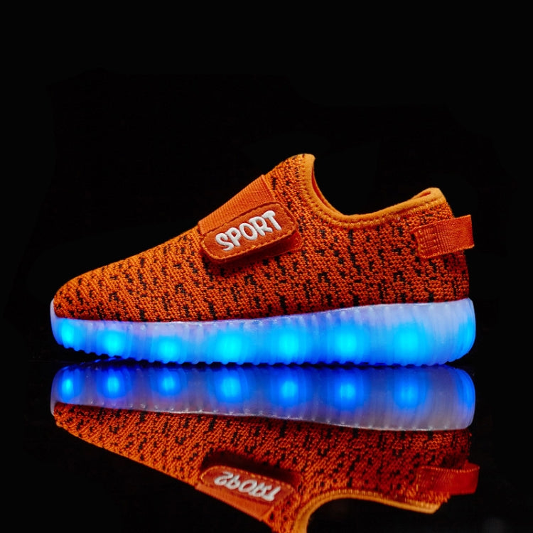 Led Light Luminous Shoes Flying Woven Sports And Leisure Shoes For Children, Size: 26