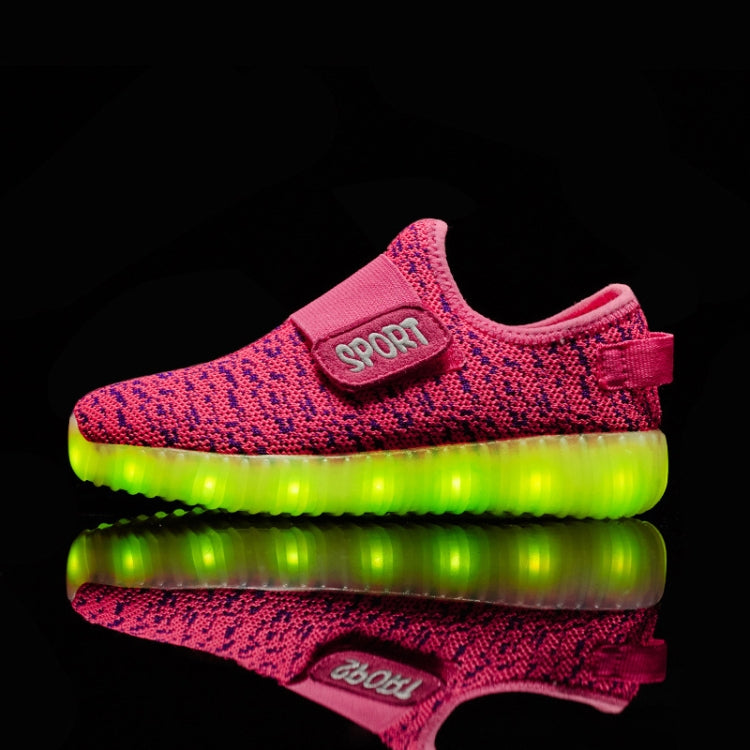 Led Light Luminous Shoes Flying Woven Sports And Leisure Shoes For Children, Size: 26