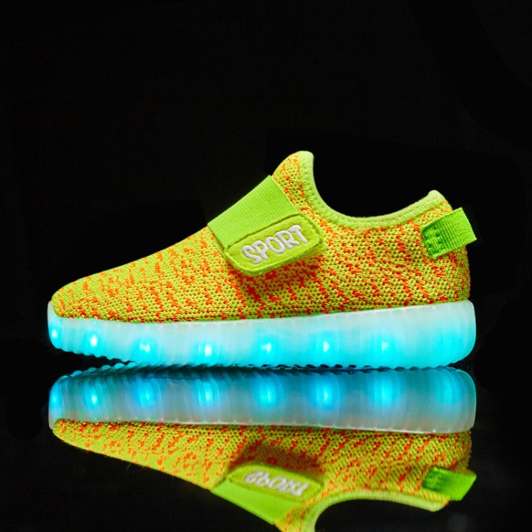 Led Light Luminous Shoes Flying Woven Sports And Leisure Shoes For Children, Size: 27