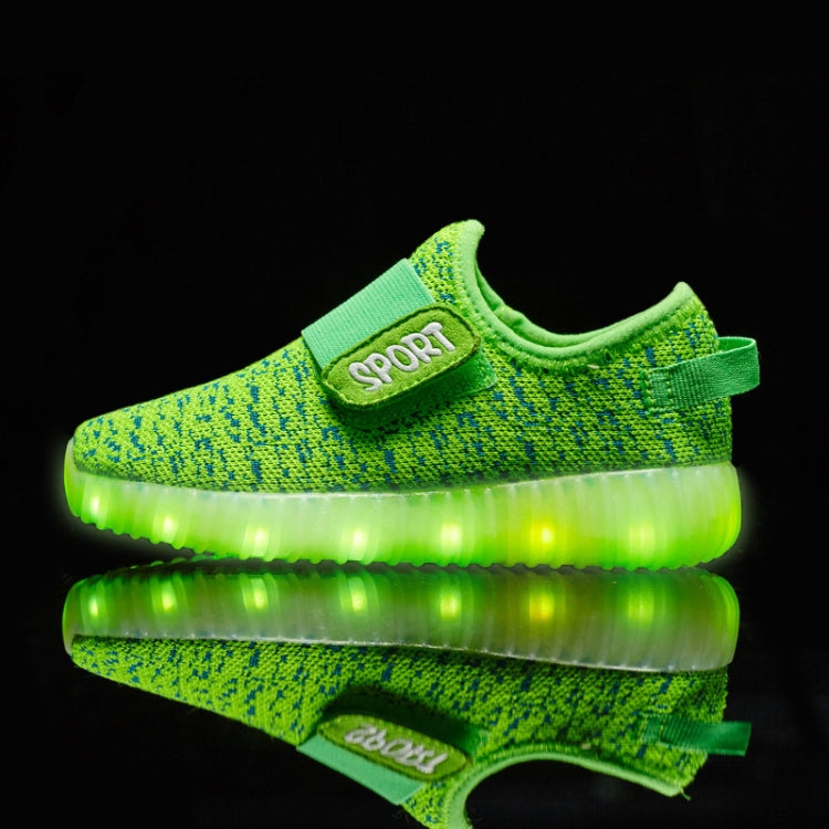 Led Light Luminous Shoes Flying Woven Sports And Leisure Shoes For Children, Size: 27