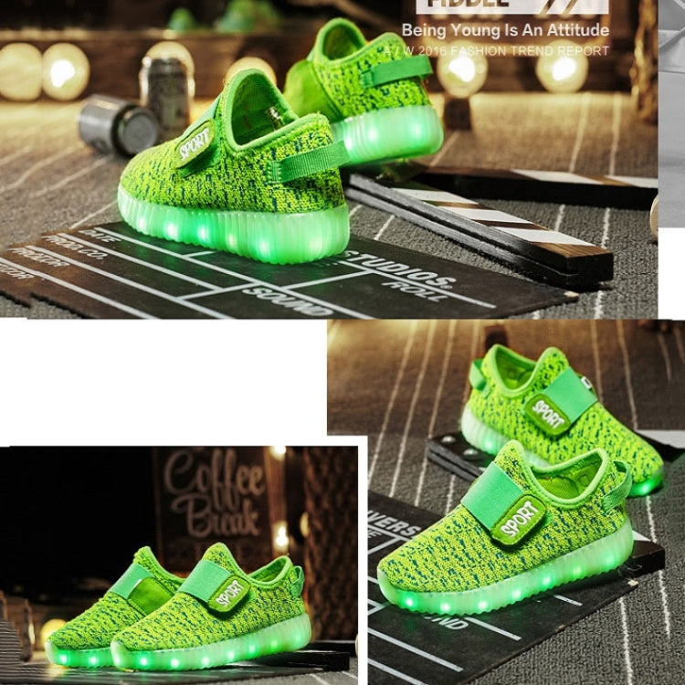 Led Light Luminous Shoes Flying Woven Sports And Leisure Shoes For Children, Size: 27