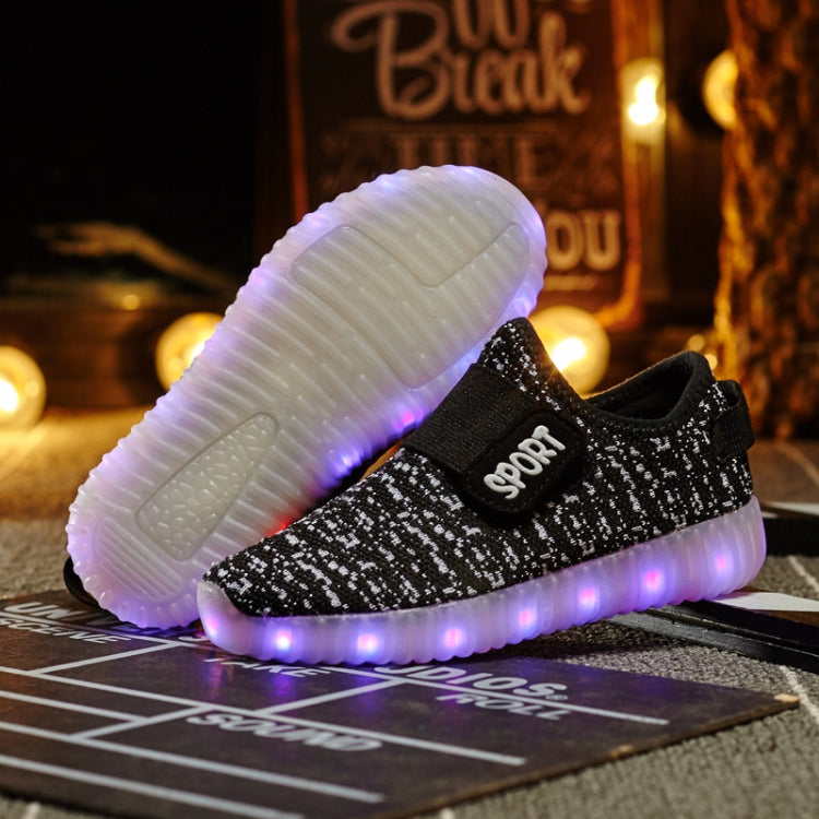 Led Light Luminous Shoes Flying Woven Sports And Leisure Shoes For Children, Size: 27