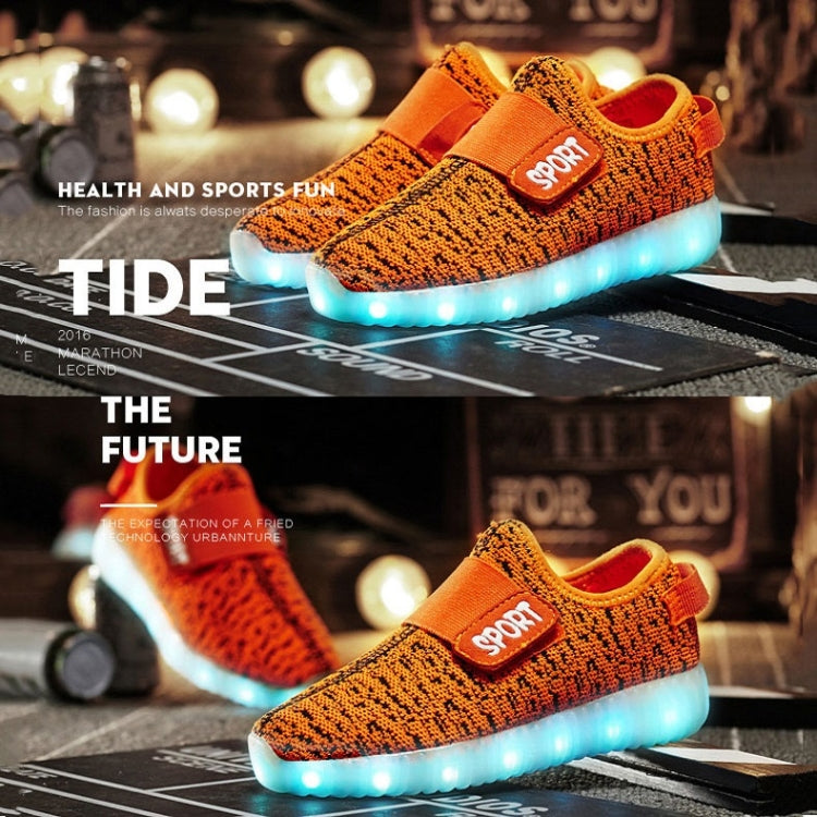 Led Light Luminous Shoes Flying Woven Sports And Leisure Shoes For Children, Size: 27