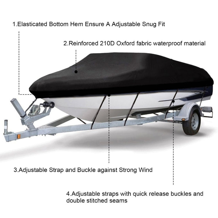 210D Waterproof Boat Cover Speedboat Towed Fishing V-Shaped Boat Cover Rain And Sun Protection Cover, Specification: 14-16FT 530x290cm
