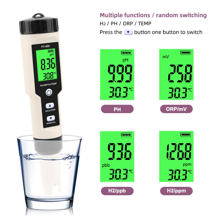 Portable Hydrogen-Rich Pen PH Meter/ORP/TEMP 4 in 1 Test Pen