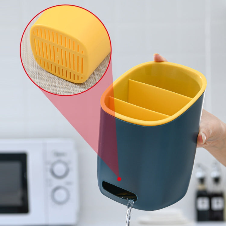 3 PCS Double-Layer Compartment Drain Chopstick Cage Multifunctional Kitchen Tableware Storage Box
