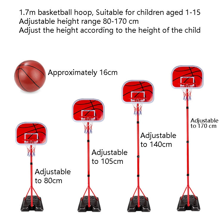 Children Outdoor Home Sports Basketball Stand Liftable Shooting Frame With 2 Basketballs & Pump & Wrench(1.7m Pole)