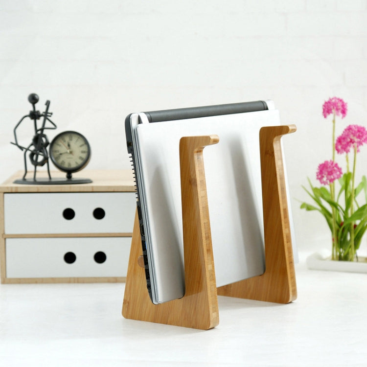 Medium  Bamboo Wood Computer Cooling Bracket Beech Wood Tablet Desktop Storage Rack
