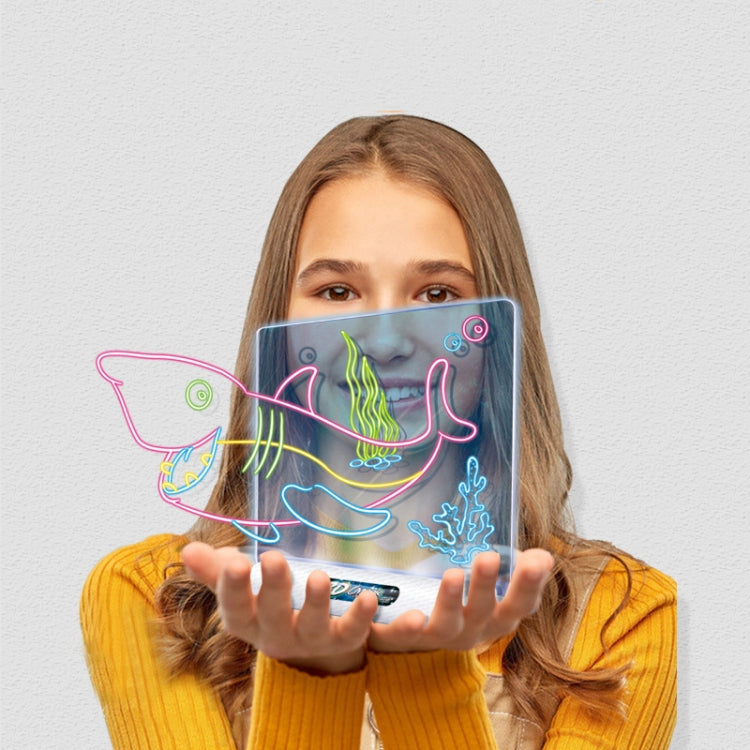 3D Fluorescent Drawing Board Magic Luminous Three-Dimensional Writing Board Graffiti Board Lighting Puzzle Children Drawing Board,Style: Medium  Drawing Board (Space Version)
