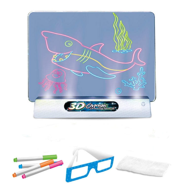 3D Fluorescent Drawing Board Magic Luminous Three-Dimensional Writing Board Graffiti Board Lighting Puzzle Children Drawing Board,Style: Large Drawing Board (Ocean Version)