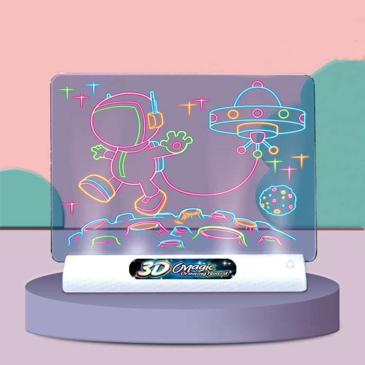 3D Fluorescent Drawing Board Magic Luminous Three-Dimensional Writing Board Graffiti Board Lighting Puzzle Children Drawing Board,Style: Large Drawing Board (Ocean Version)