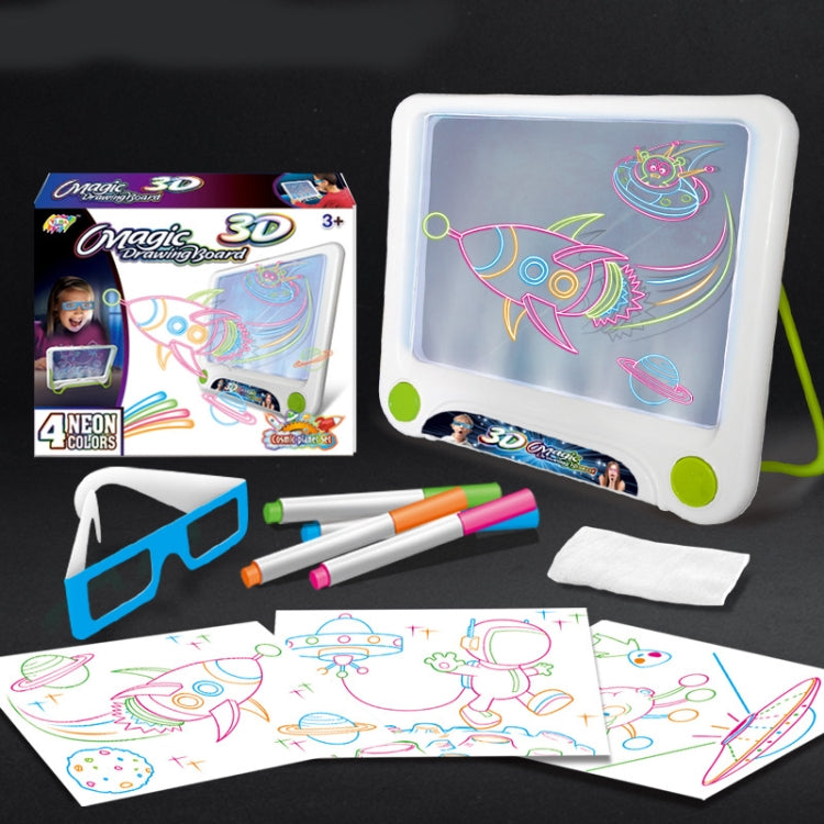 3D Fluorescent Drawing Board Magic Luminous Three-Dimensional Writing Board Graffiti Board Lighting Puzzle Children Drawing Board,Style: Drawing Screen (Space Version)