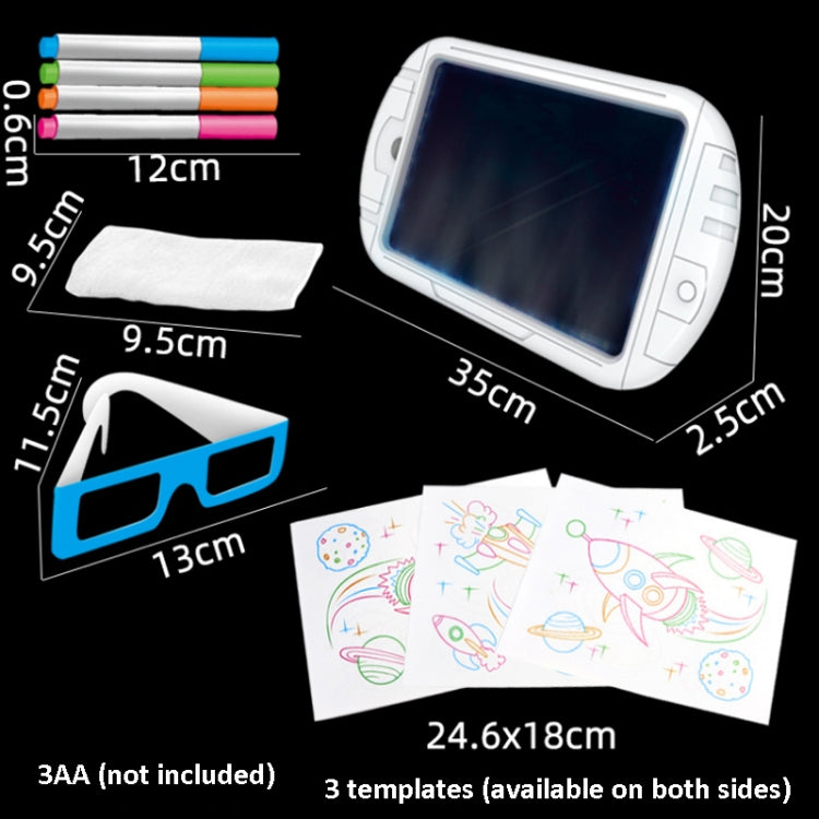 3D Fluorescent Drawing Board Magic Luminous Three-Dimensional Writing Board Graffiti Board Lighting Puzzle Children Drawing Board,Style: YM162(Ocean Version)