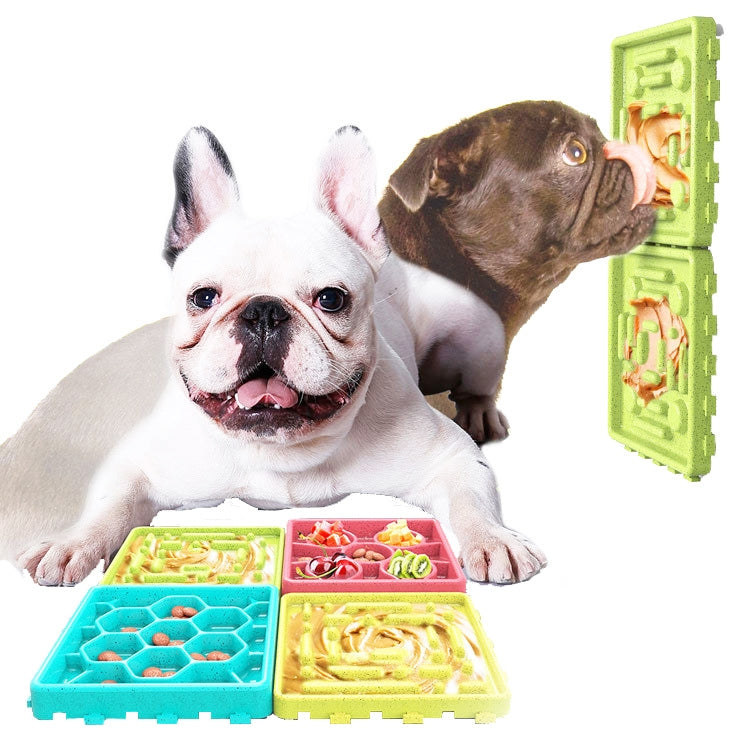 4 PCS Red and Blue With Green Dog Choking Prevention Slow Food Bowl Licking Combo Plate