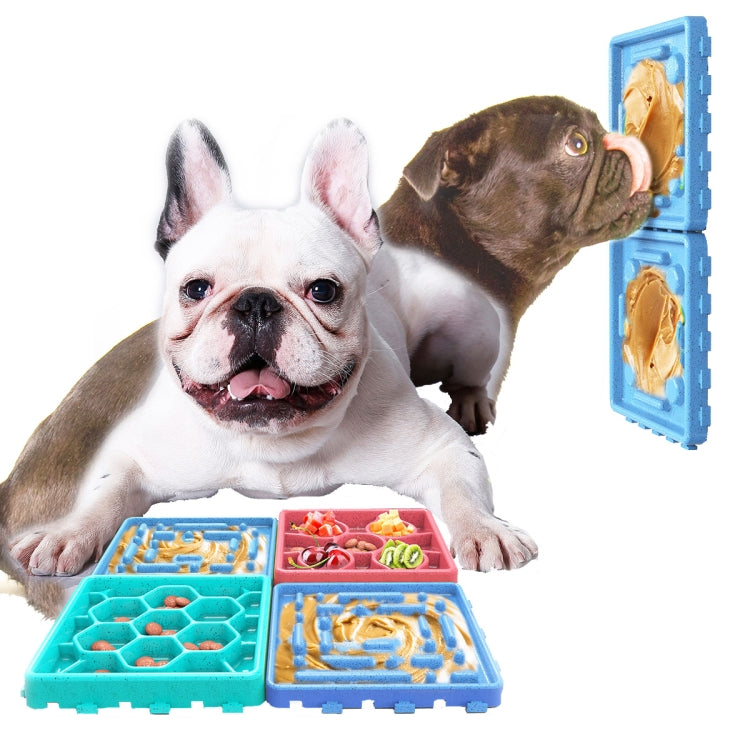 4 PCS Red and Blue With Blue Dog Choking Prevention Slow Food Bowl Licking Combo Plate