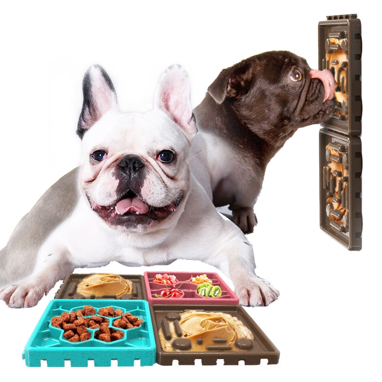4 PCS Red and Blue With Brown Dog Choking Prevention Slow Food Bowl Licking Combo Plate
