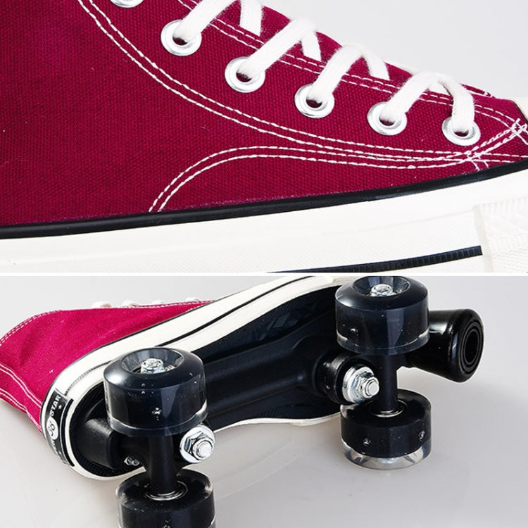 Flash Roller Skates Shoes Adult Children Four-Wheel Canvas Roller Skates Shoes Double Row Roller Skates Shoes, Size: 44