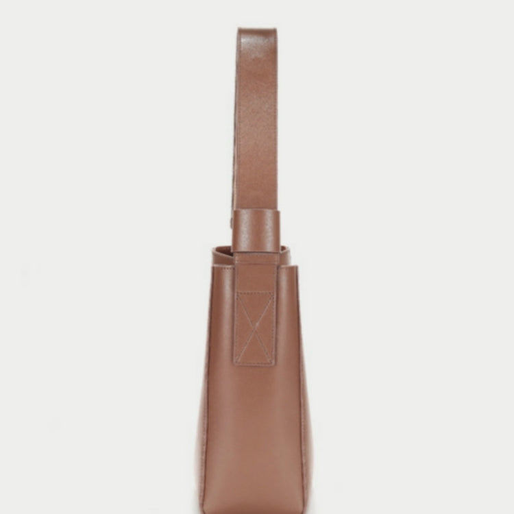 L8090 Bucket Bag Cowhide Shoulder Messenger Handbag For Ladies(Caramel Colour)