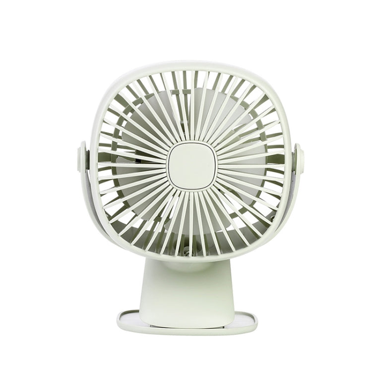 AGQ-2816 Multifunctional Desktop Mini USB Clip Fan Rotating Square Box LED Night Light(Green)
