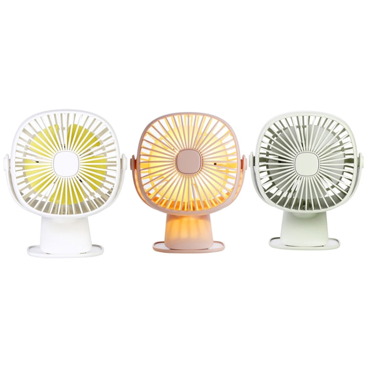 AGQ-2816 Multifunctional Desktop Mini USB Clip Fan Rotating Square Box LED Night Light(Green)