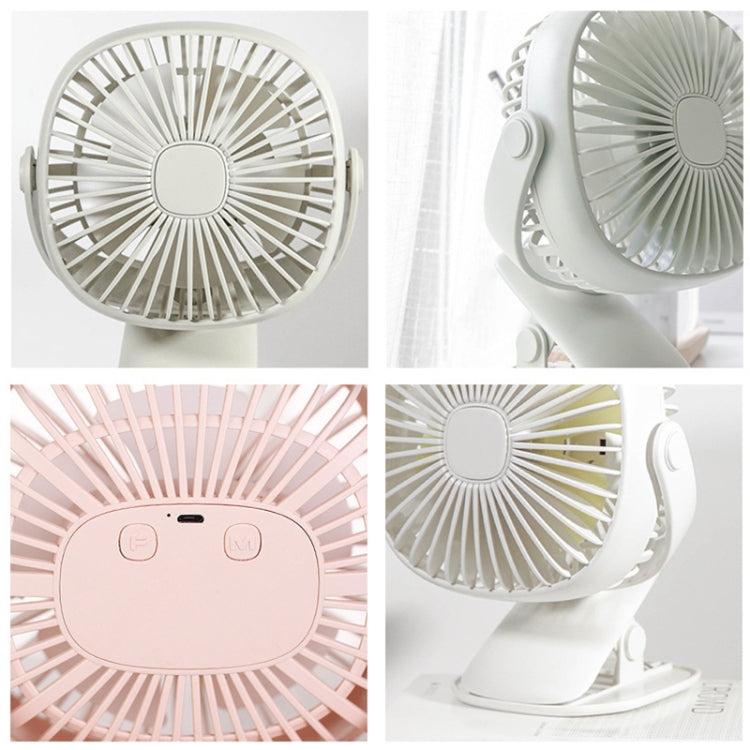 AGQ-2816 Multifunctional Desktop Mini USB Clip Fan Rotating Square Box LED Night Light(Green)