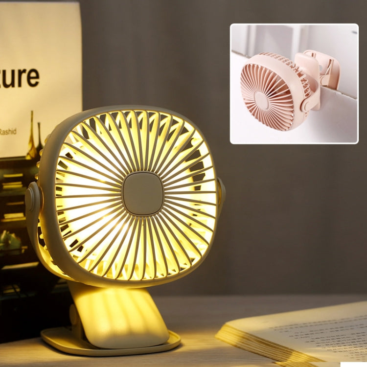AGQ-2816 Multifunctional Desktop Mini USB Clip Fan Rotating Square Box LED Night Light(Green)