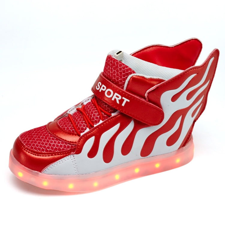 Flashing Shoes USB Charging High-Top Flame Shoes For Children, Size: 30