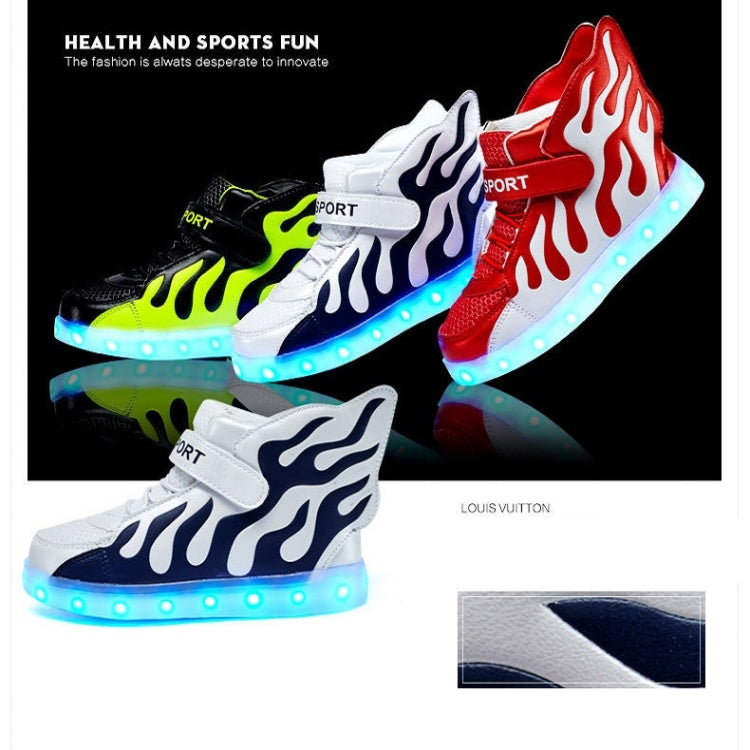 Flashing Shoes USB Charging High-Top Flame Shoes For Children, Size: 33