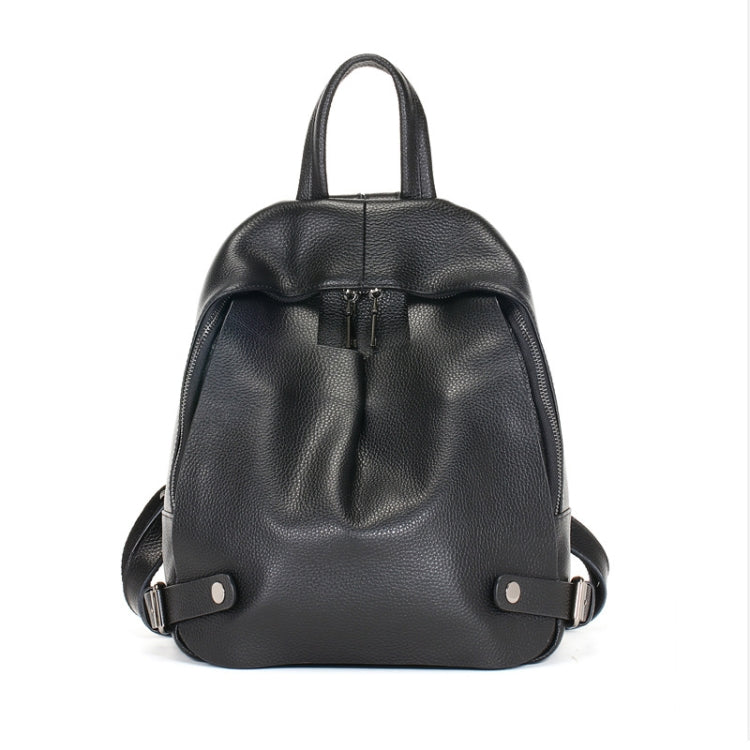 L6072-1 Ladies Cowhide All-match Backpack Leisure Travel Bag(Black)