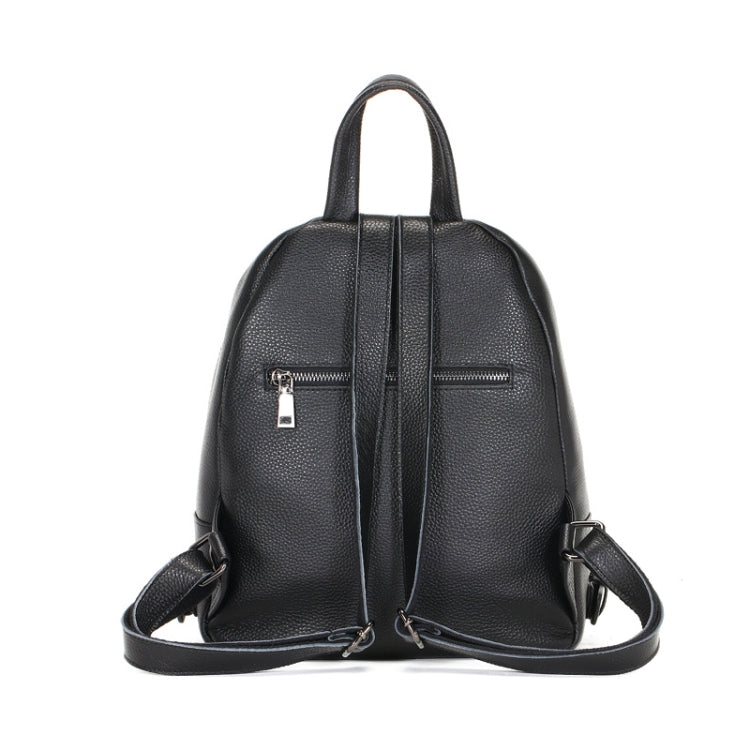 L6072-1 Ladies Cowhide All-match Backpack Leisure Travel Bag(Black)