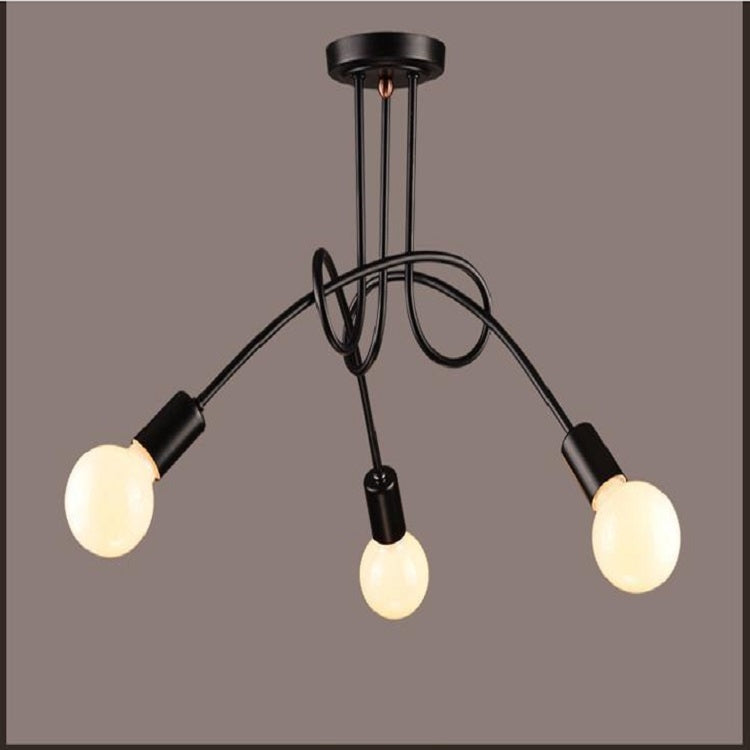 Three-headed Simple Creative Cafe Room Dining Room Bedroom Living Room Wrought Iron Pendant Lamp Ceiling Light with Milky White Dragon Ball Bubble LED
