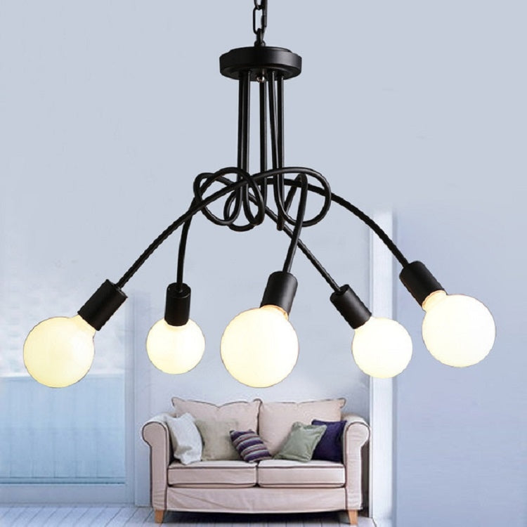 Three-headed Simple Creative Cafe Room Dining Room Bedroom Living Room Wrought Iron Pendant Lamp Ceiling Light with Milky White Dragon Ball Bubble LED