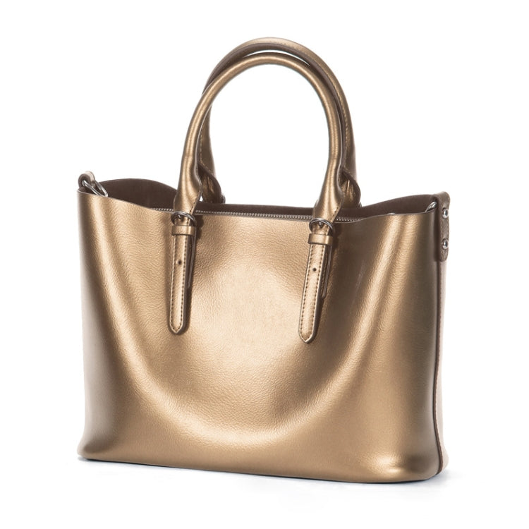 L5032 Large Capacity Messenger Women Bag Cowhide Commuter Tote Shoulder Bag, Colour: Bronze