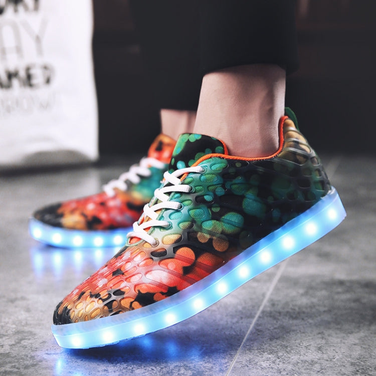 LED Colorful Light Shoes USB Charging Mesh Luminous Shoes, Size: 36