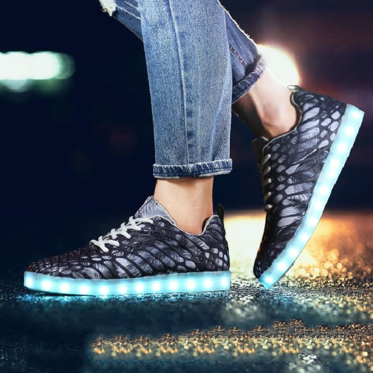 LED Colorful Light Shoes USB Charging Mesh Luminous Shoes, Size: 37