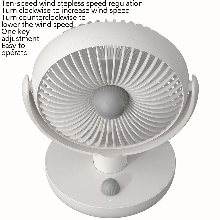 YX-22 Rotating Head Desktop Fan Adjustable Angle Aromatherapy Fan USB Charging Fan(White)