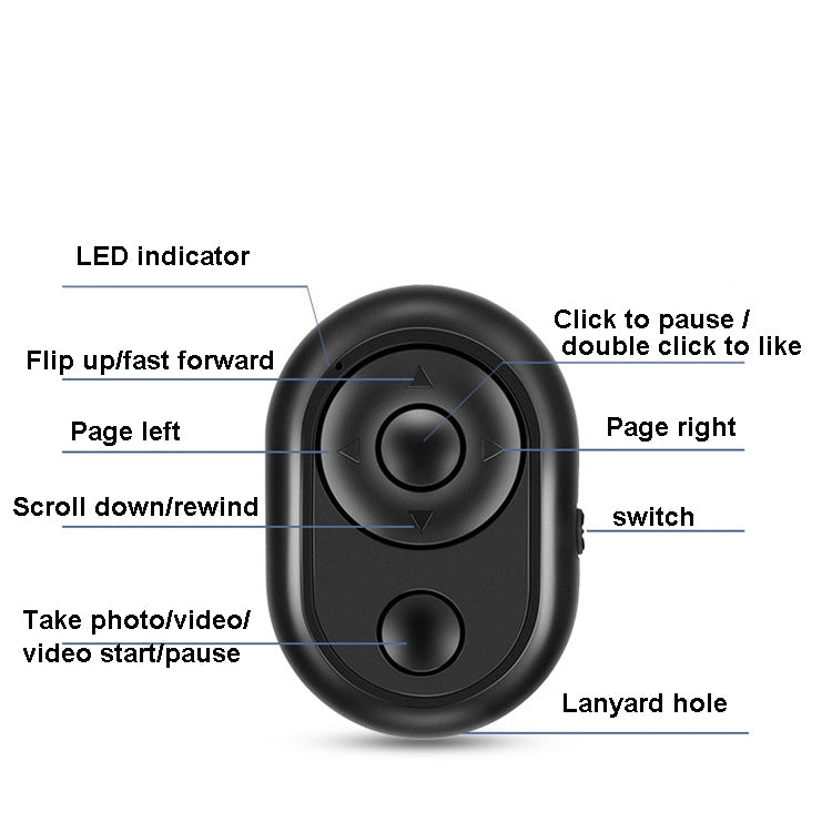 3 PCS Mini Bluetooth Remote Control Live Streaming Likes Video Recording Novel Page Flip Remote Control Selfie, Random Color Delivery