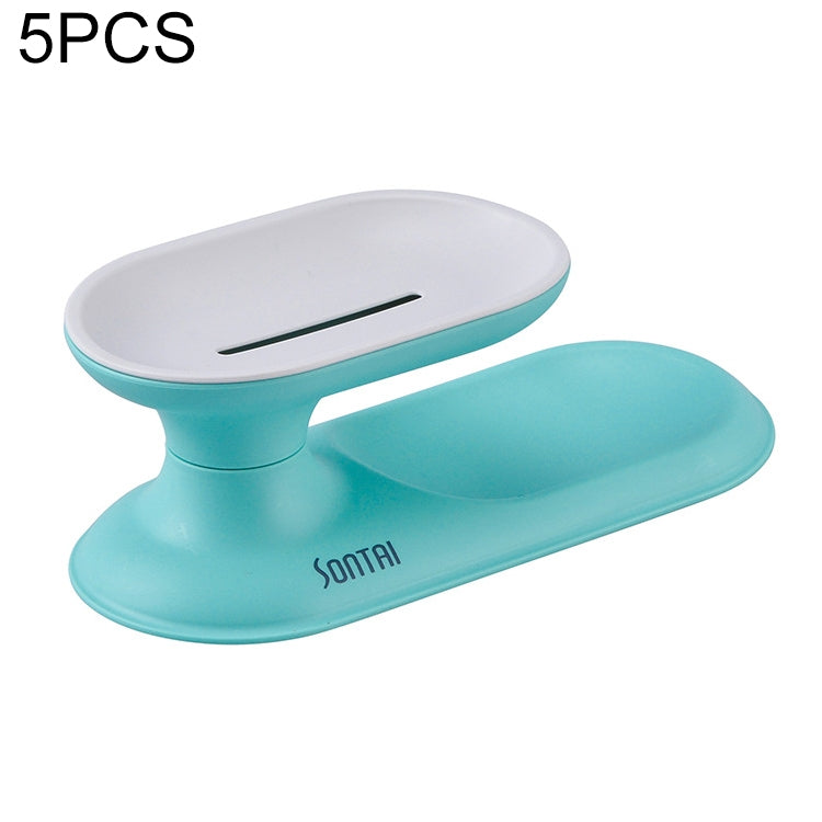 5 PCS Drain Rotating Soap Box Double-Layer Storage Soap Box