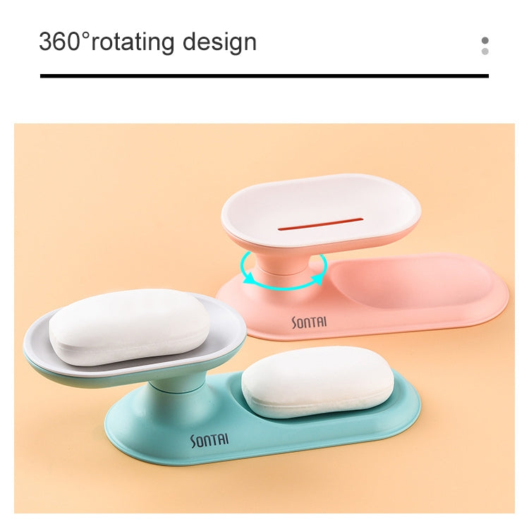5 PCS Drain Rotating Soap Box Double-Layer Storage Soap Box