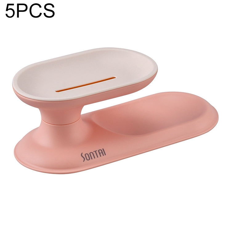 5 PCS Drain Rotating Soap Box Double-Layer Storage Soap Box