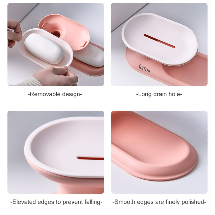 5 PCS Drain Rotating Soap Box Double-Layer Storage Soap Box