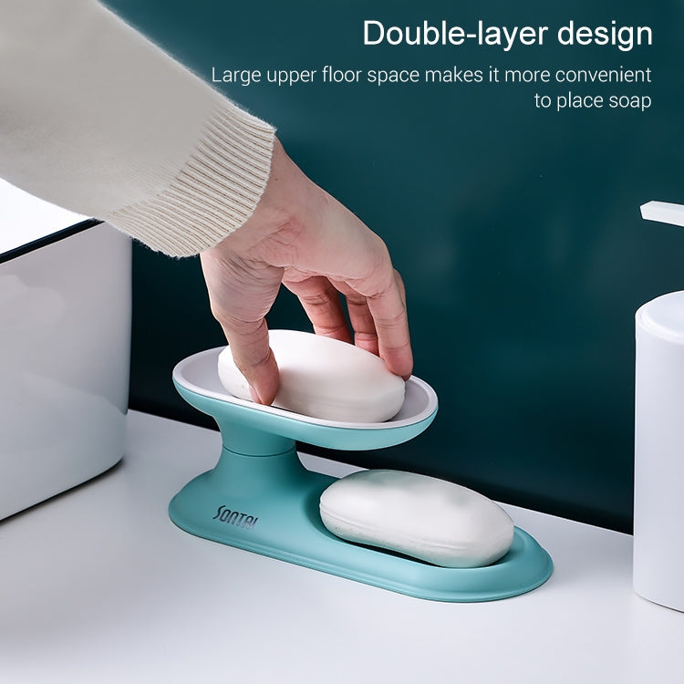 5 PCS Drain Rotating Soap Box Double-Layer Storage Soap Box