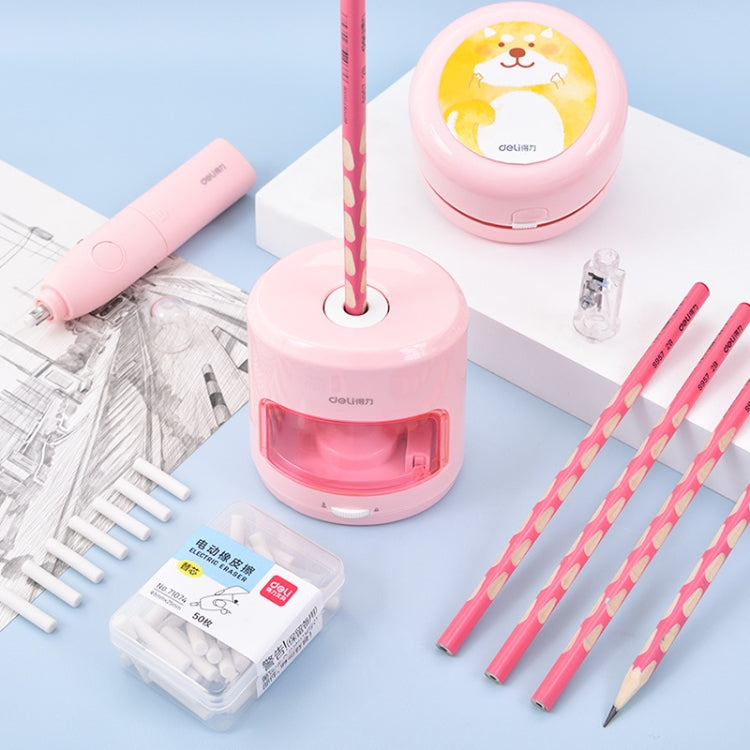 Deli Student Electric Stationery Set Desktop Cleaner/Electric Eraser/Electric Pencil Sharpener